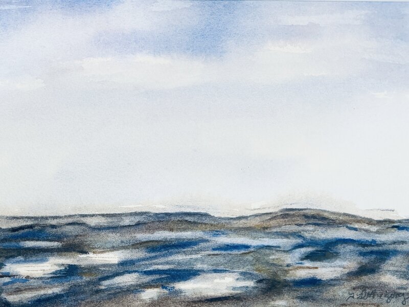 Watercolor painting of the Atlantic Ocean