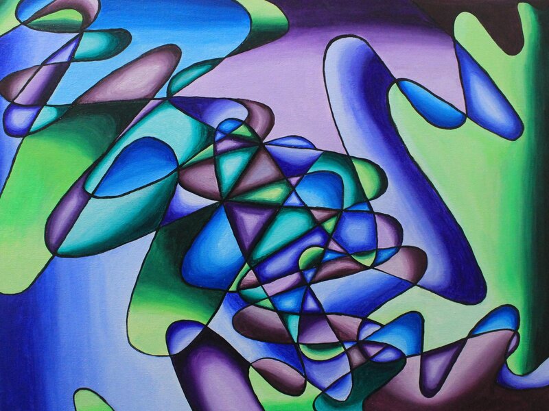 Acrylic painting titled, Catenary Curves