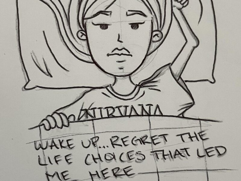 Morning Routine, Ink on Paper