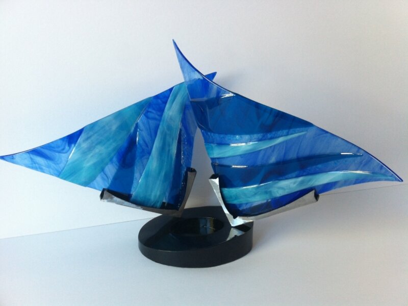 fused glass steel sculpture contemporary