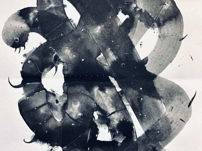 Painting in India ink washes and folded paper