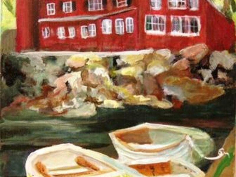 acrylic, boats, water