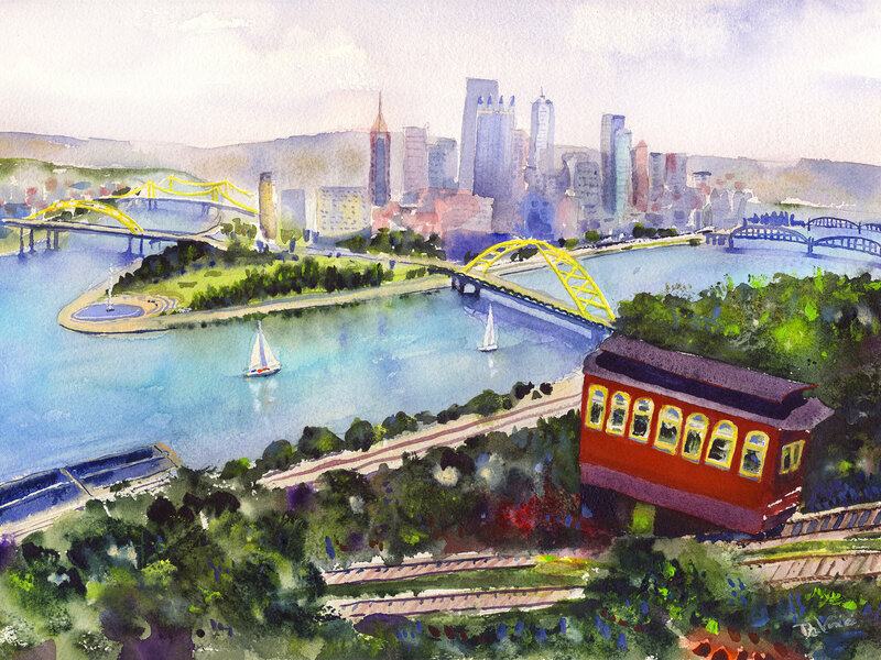 Duquesne Incline looking over the city of Pittsburgh