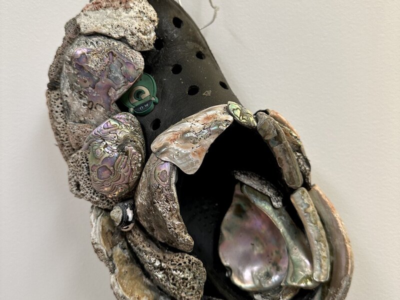 Croc with abalone shells.