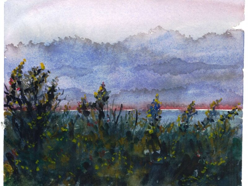 Over the Bay, 16 X 14 watercolor