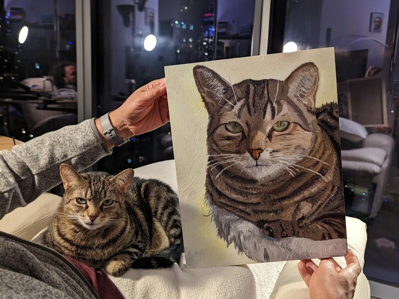painting of Miss Ziggy near the model