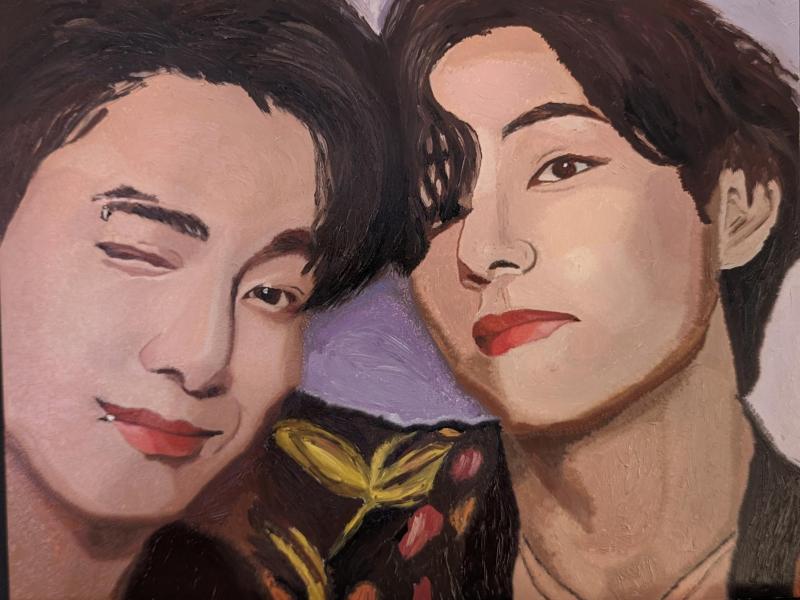 oil painting V and JK from BTS