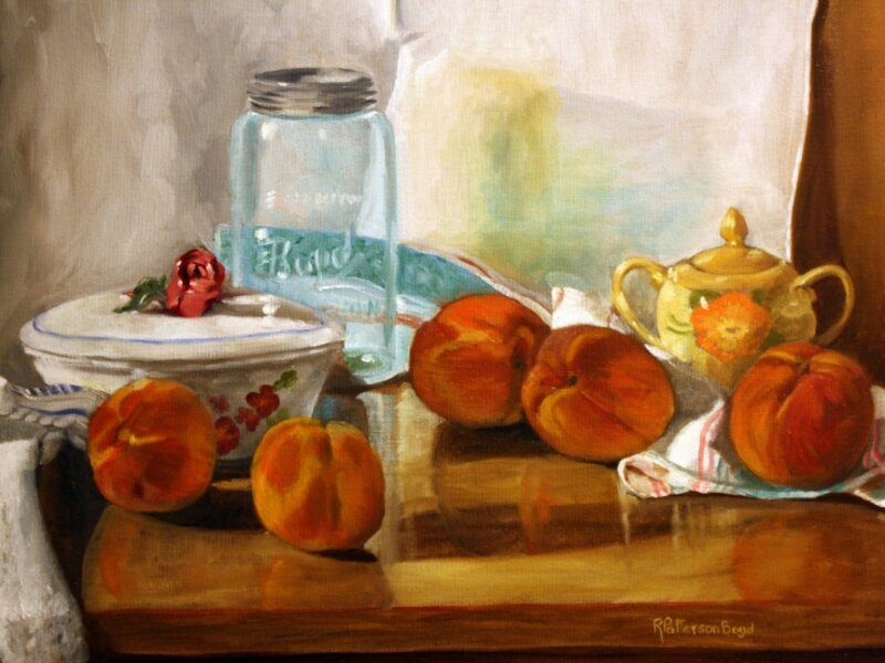 Peaches and Blue Jar
