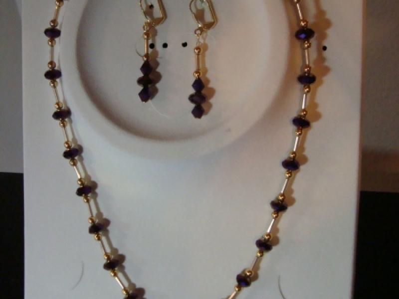 Radiant faceted swarovski cut purle Jewelry Set