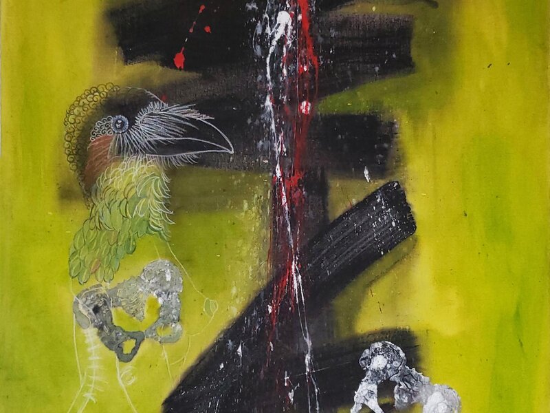 Acient Kin Mixed media painting on canvas 36" X 24"