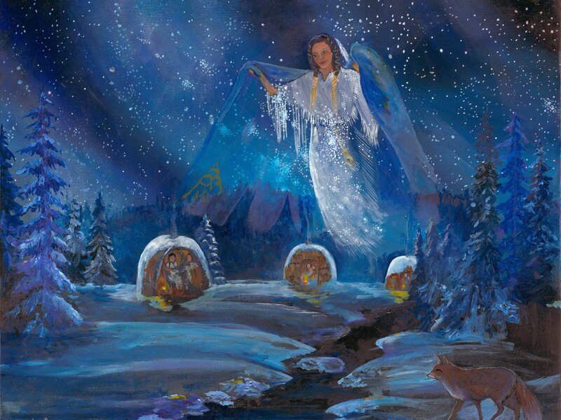 Starry Winter night - The Angelic Blanket Dancer keeps watch over the Wetu Village