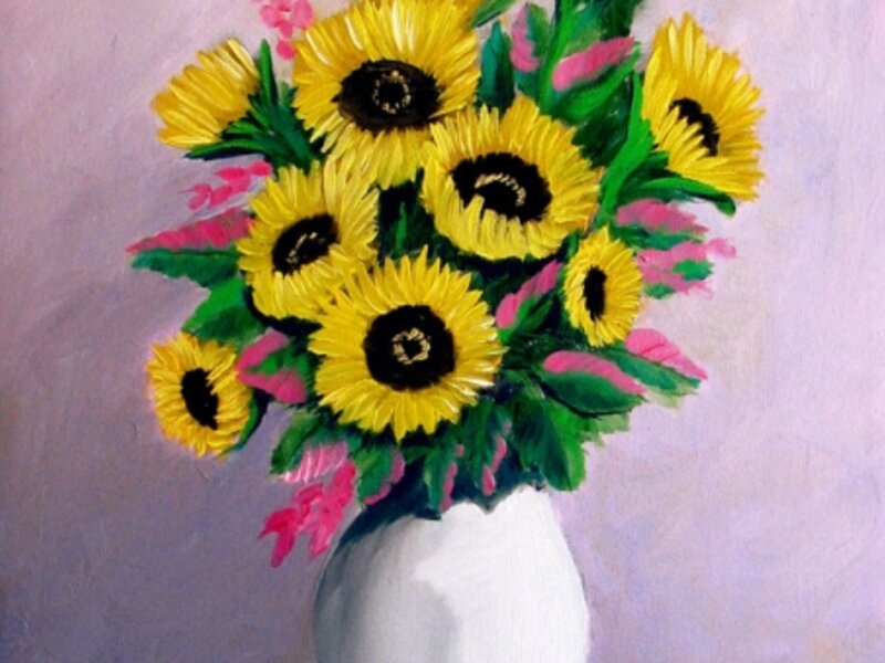 Sunflowers in White Vase