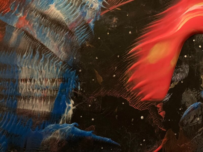 "The Dark Realm" Acrylic paints on rubber, 2023. 