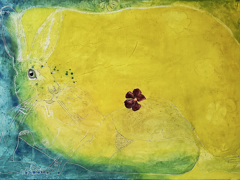 Anu 24" X 36"  Mixed media on board https://elizabeth.criger.com https://www.instagram.com/elizabeth_criger_art