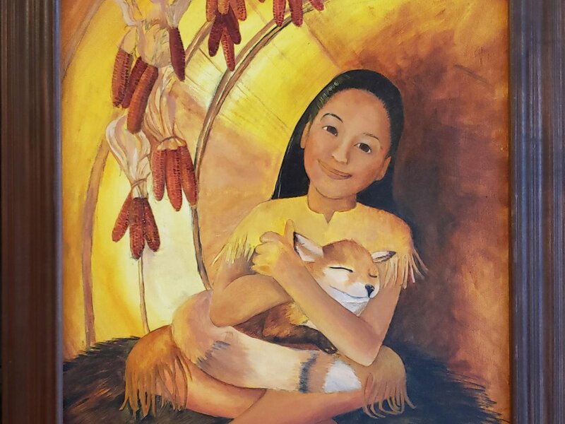 Tribal Girl brings Fox out of Snow into Warm Wetu and warms it