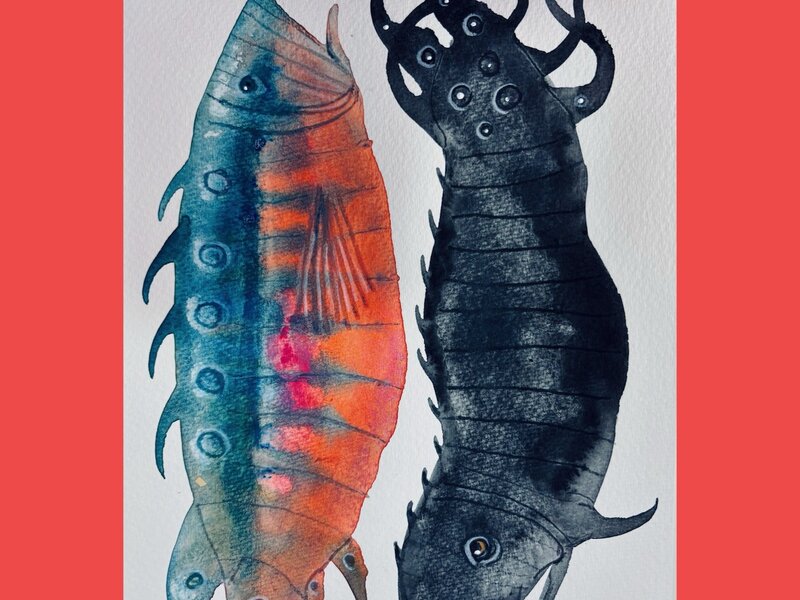 Painting in gouache and colored pencils, February, 2025