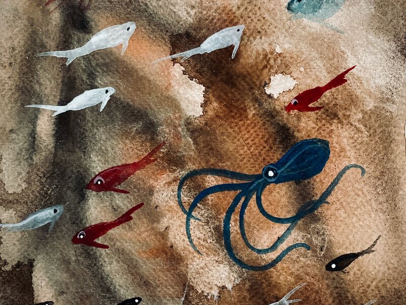 "Just Below", painting in gouache, 2024