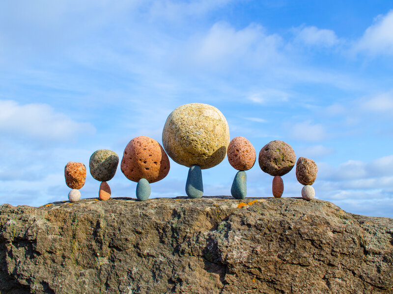 A collection of simple balanced rocks