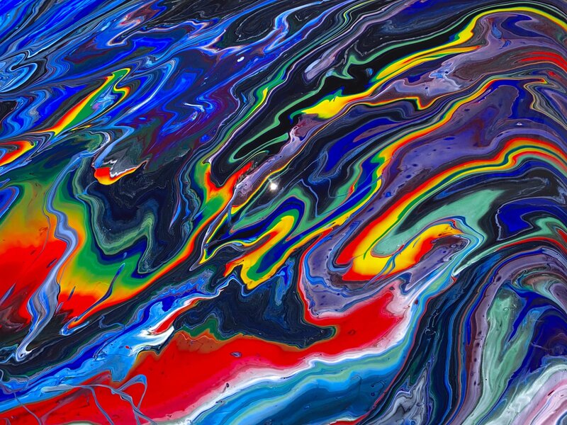 Tempura & acrylic abstract pour created by Jason Hoogvorst in 2021