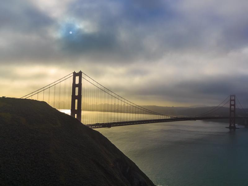 Moon Over Golden Gate Bridge