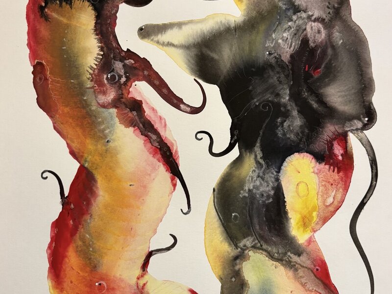 Abstract painting in gouache, May, 2026