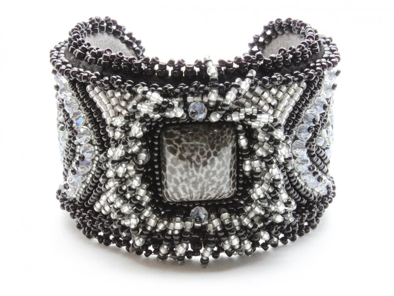 Bohemian Black and Gray Cuff Bracelet