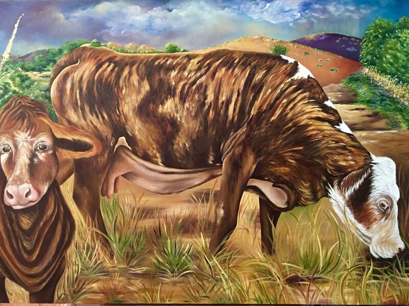 cows, desert, monsoon, calico, arizona