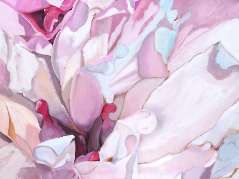 peony blossom oil painting
