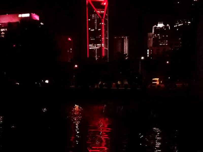 Duke Energy Building in Charlotte NC lit up red