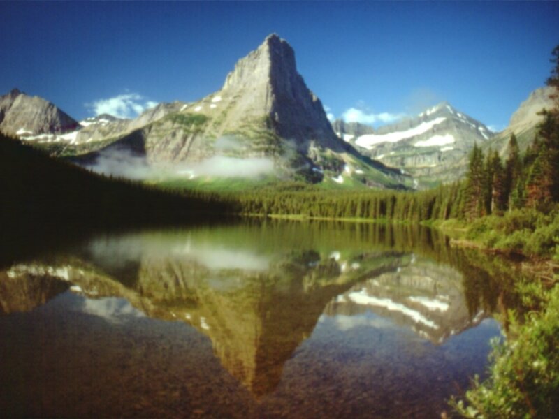 Pyramid Peak over Lake Mokawais, Glacier National Park, Montana