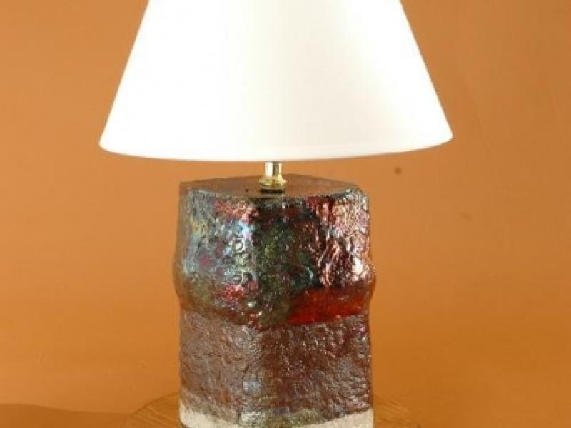 Raku Lamp no.2 in bold coppers/metallics