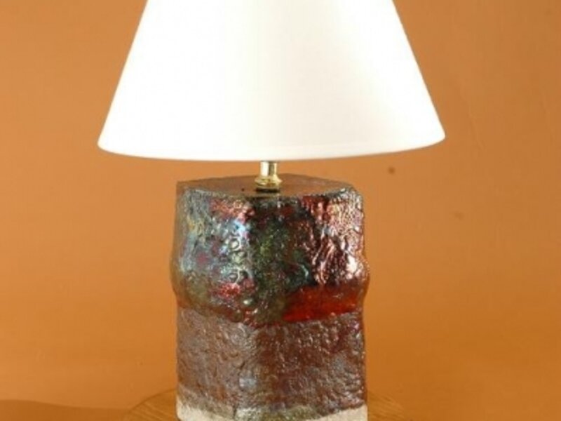 Raku Lamp no.2 in bold coppers/metallics
