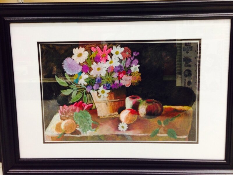 Still life of flowers and fruits
