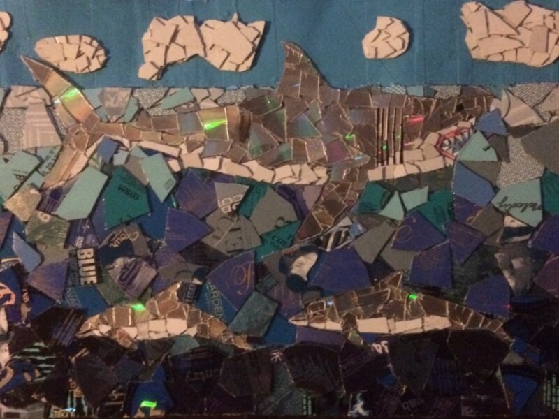 Shark, dolphin, ocean 