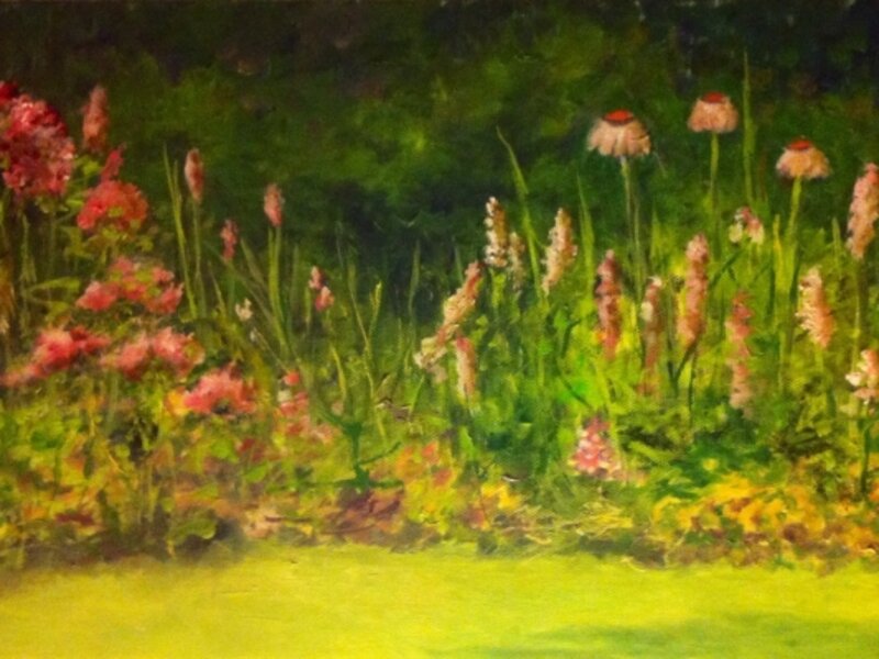 Flowers against the woods