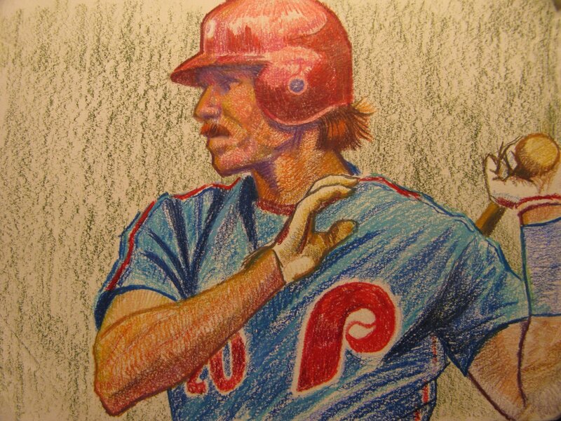 Mike Schmidt Art Philadelphia Phillies Lou Baker Artist Original Art