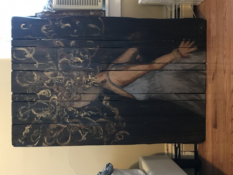 Hair I Am Painting on a pallet board
