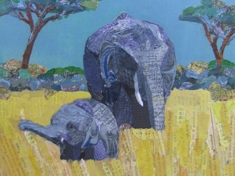 collage, elephants