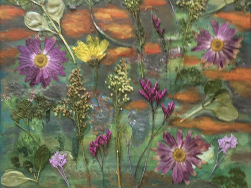 Picture with pressed flowers