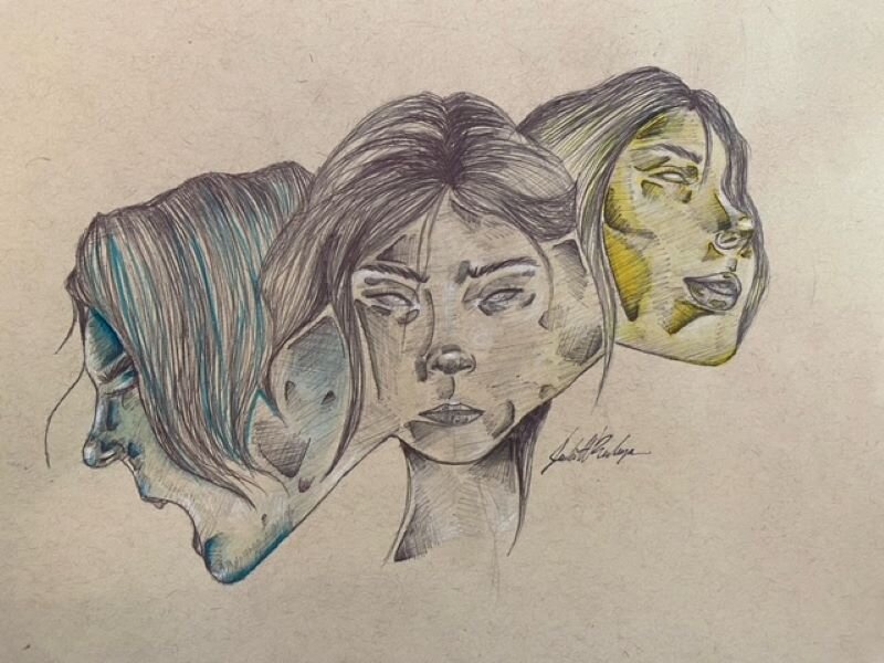 The mediums used were highlighter and sharpie 