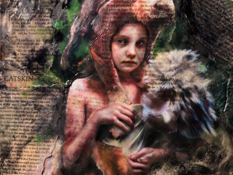 Thousandfurs (Mixed media including encaustic, oils, inks, and collage) by MANDEM