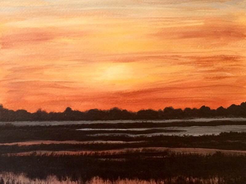 marsh, lowlands, Georgia, sunset