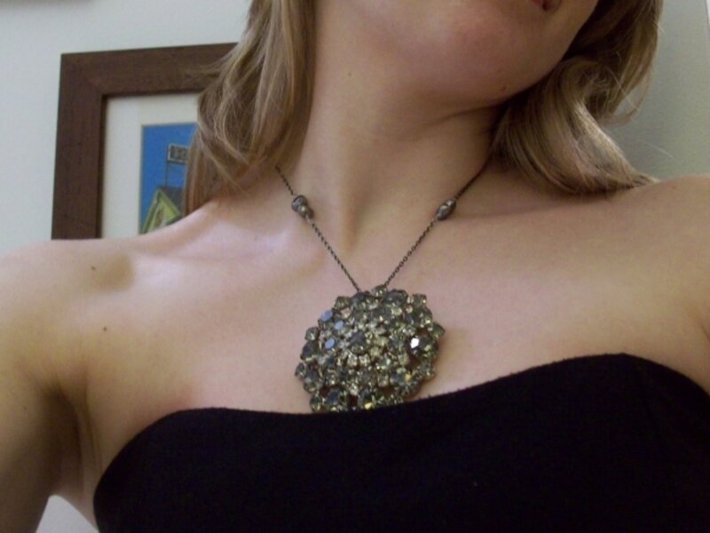 Vintage style brooch necklace with freshwater pearls