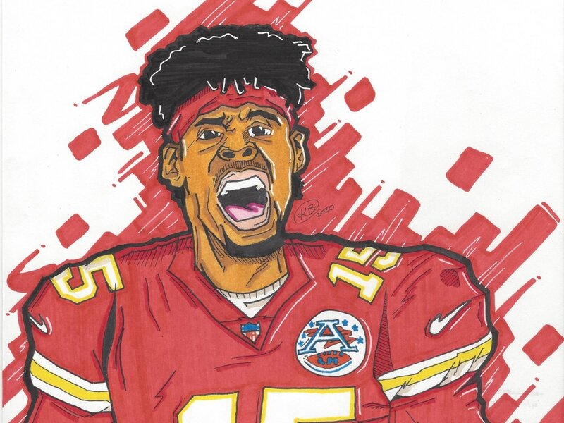 Patrick Mahomes, Patrick Mahomes Drawing, Chiefs Art, NFL Art, Mahomes drawing, Mahomes Art, Kansas City Chiefs, Chiefs Fan Art