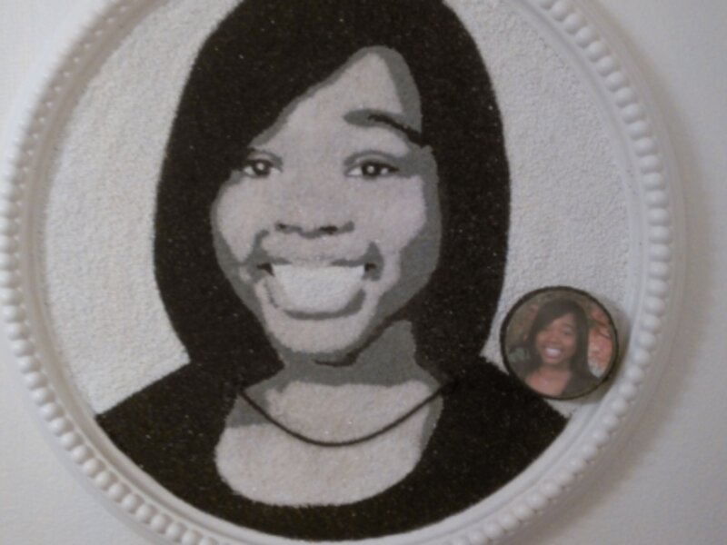 N. Brady Black and White Sand Portrait  