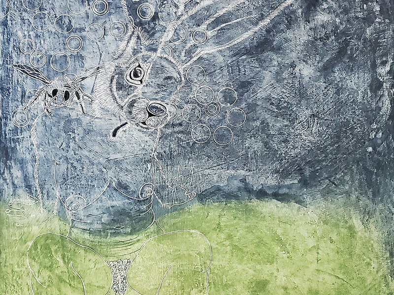 Ishtar, 24" X 36"  Mixed media on board https://elizabeth.criger.com https://www.instagram.com/elizabeth_criger_art