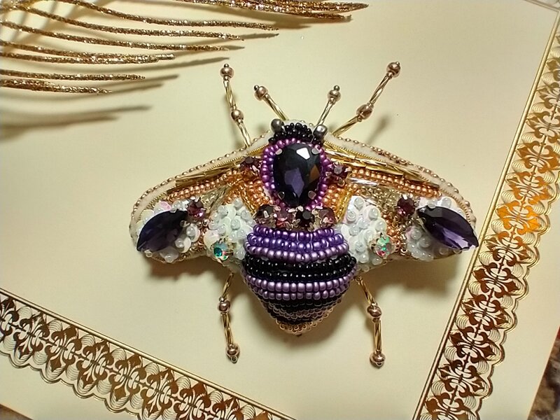 Purple Wasp Brooch