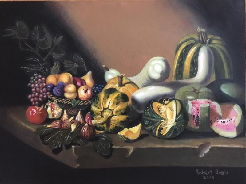 Still Life with Fruit on a Stone Ledge