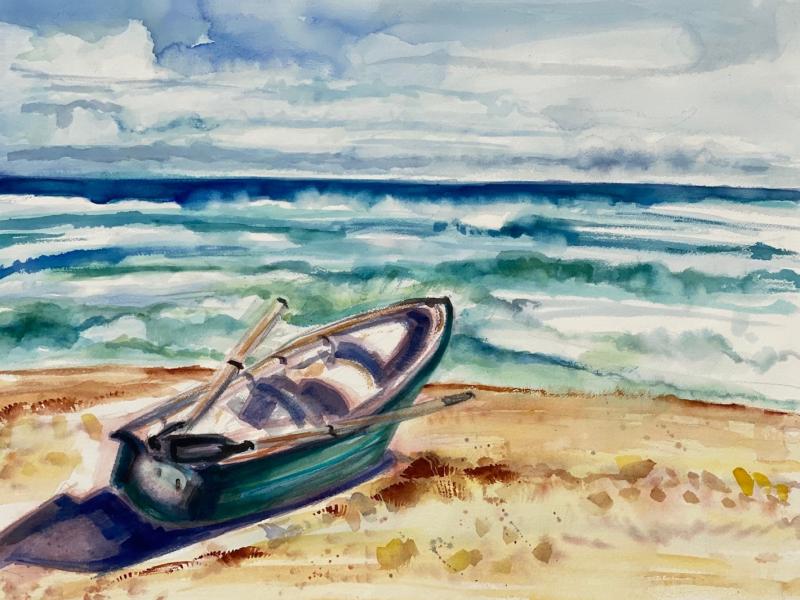 Seascape with Rowboat