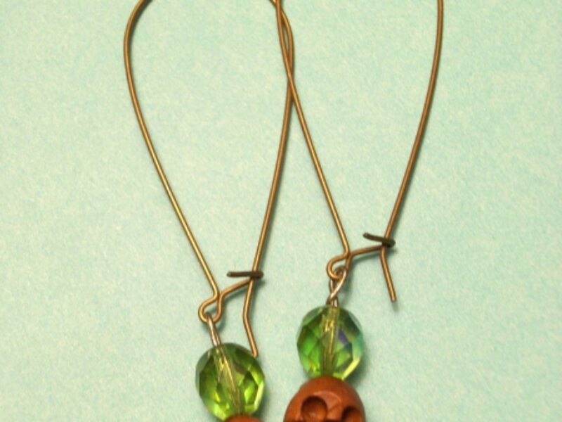 Wood skull earrings